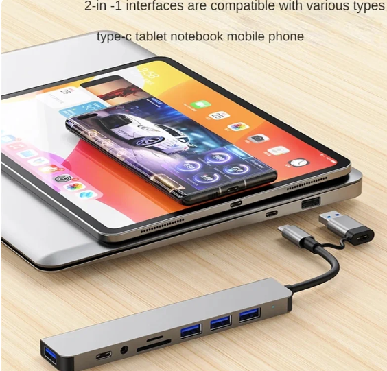 8-in-1 USB 3.0 HUB (Multi-Port USB-C, Card Readers, and Audio Jack)