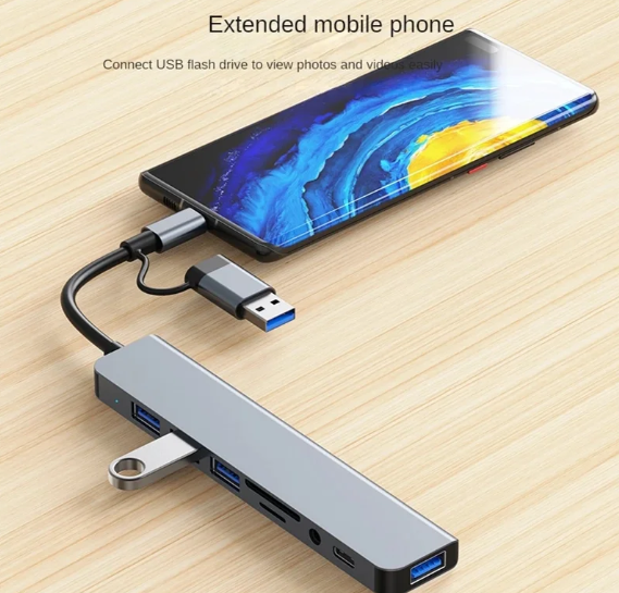 8-in-1 USB 3.0 HUB (Multi-Port USB-C, Card Readers, and Audio Jack)